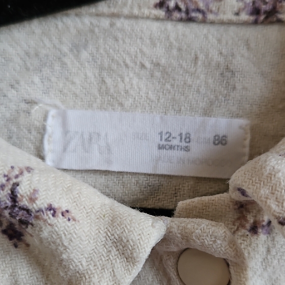 Zara Cream and Purple Floral Kids Button Down Shirt - Picture 2 of 5